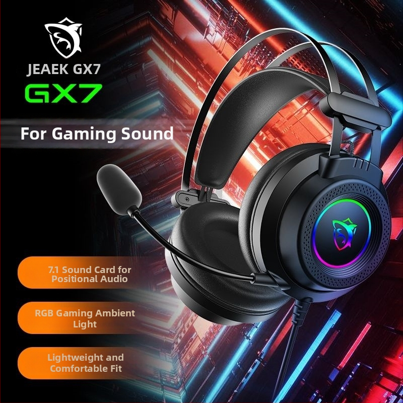 GX7 Căști de gaming cu fir USB RGB pentru PC desktop