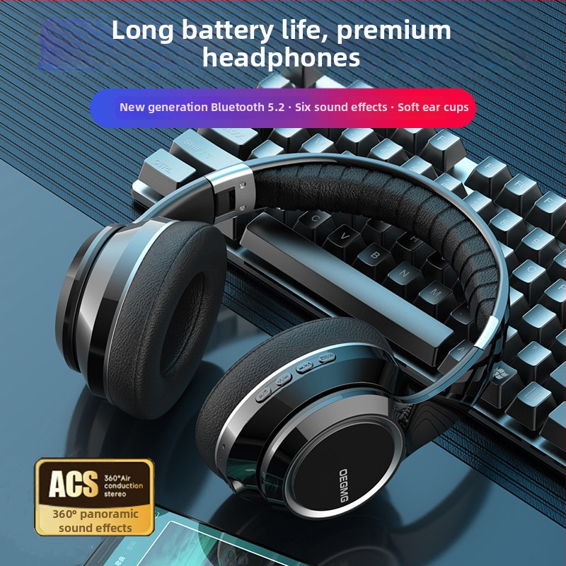 Cască Bluetooth cu model privat, over-ear, fără fir, slot pentru card, anulare zgomot, pentru gaming/esports, universală pentru telefon și laptop