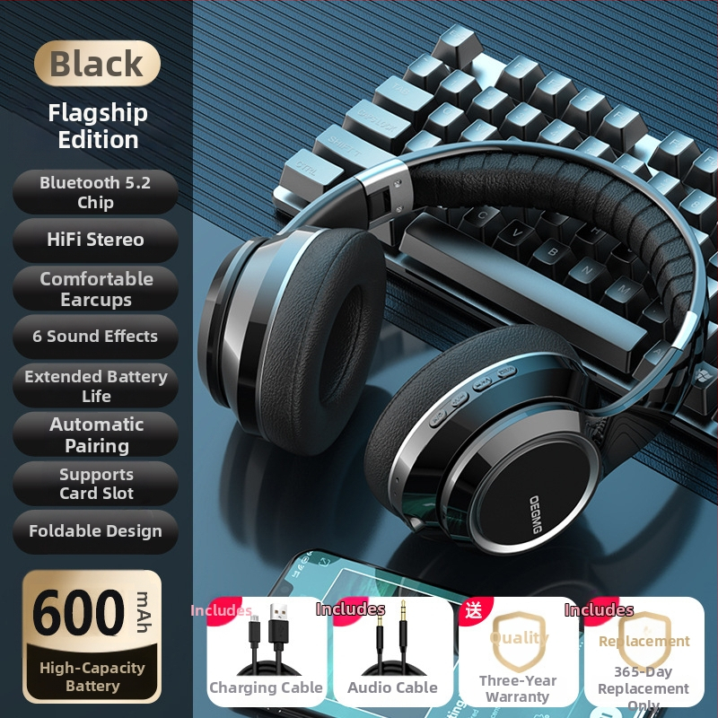 Cască Bluetooth cu model privat, over-ear, fără fir, slot pentru card, anulare zgomot, pentru gaming/esports, universală pentru telefon și laptop