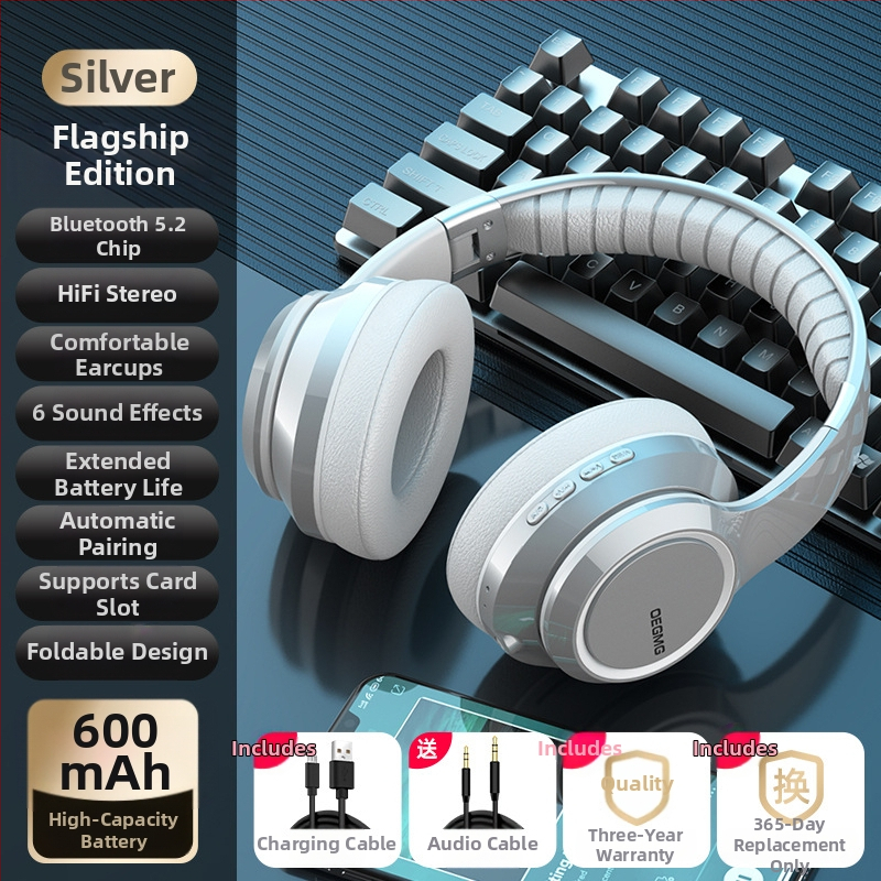 Cască Bluetooth cu model privat, over-ear, fără fir, slot pentru card, anulare zgomot, pentru gaming/esports, universală pentru telefon și laptop