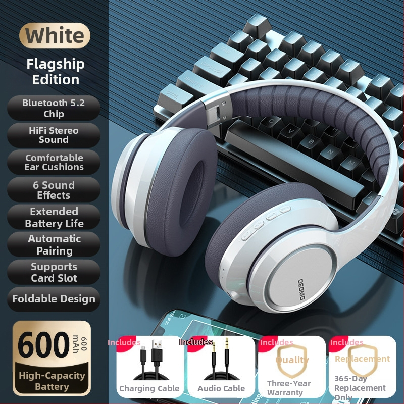 Cască Bluetooth cu model privat, over-ear, fără fir, slot pentru card, anulare zgomot, pentru gaming/esports, universală pentru telefon și laptop