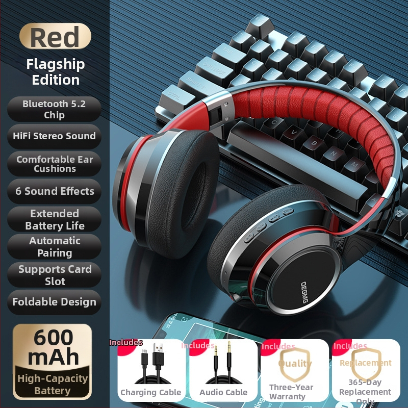 Cască Bluetooth cu model privat, over-ear, fără fir, slot pentru card, anulare zgomot, pentru gaming/esports, universală pentru telefon și laptop