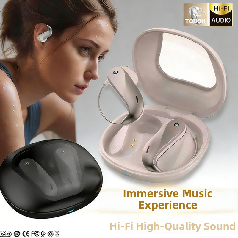 Căști Bluetooth TWS fără fir, cu anulare zgomot, design sport cu clips pentru urechi, pentru gaming