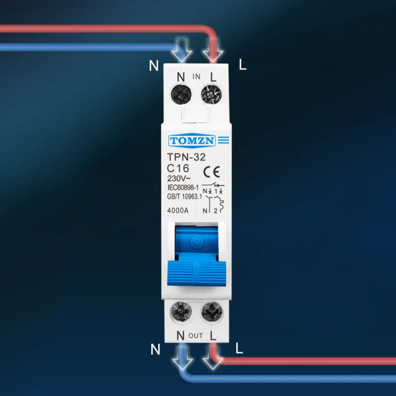 Tomzn TPN-32 întrerupător de circuit miniatural 1P+N 6A 10A 16A 20A 25A 32A MCB