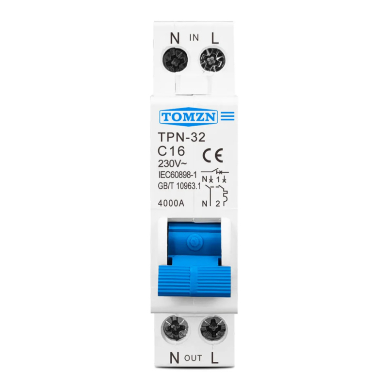 Tomzn TPN-32 întrerupător de circuit miniatural 1P+N 6A 10A 16A 20A 25A 32A MCB
