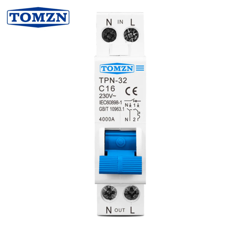 Tomzn TPN-32 întrerupător de circuit miniatural 1P+N 6A 10A 16A 20A 25A 32A MCB