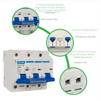 DZ47-125 întrerupător de circuit mini pentru uz casnic, 1P 2P 3P 4P, 80A 100A 125A