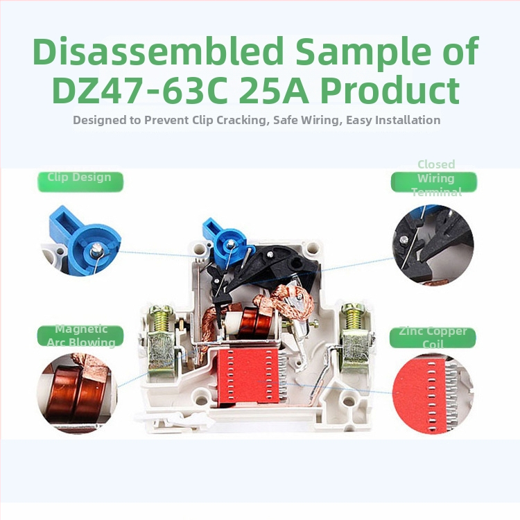 Miniatúrny istič DZ47-125 pre domáce použitie, 1P 2P 3P 4P, 80A 100A 125A