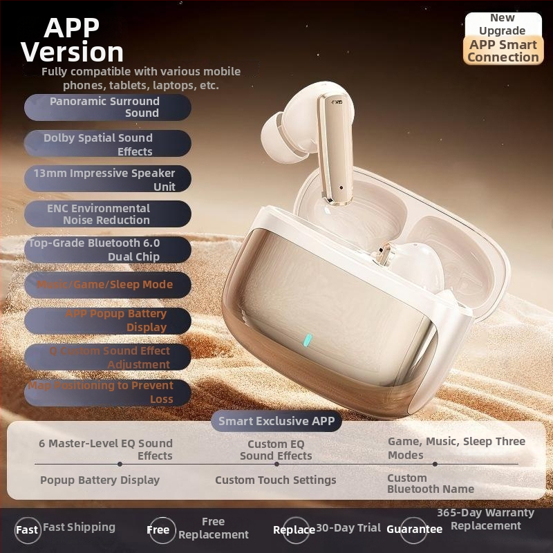FD800 Căști Bluetooth in-ear, cu anulare a zgomotului, sunet de înaltă definiție, durată mare de viață a bateriei și latență redusă