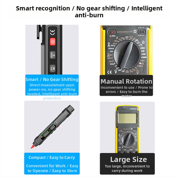 ZL12B multimetru digital pentru electricieni, test de continuitate și detecție a firului live/neutral, afișaj inteligent, stilou de test, măsurător universal multifuncțional