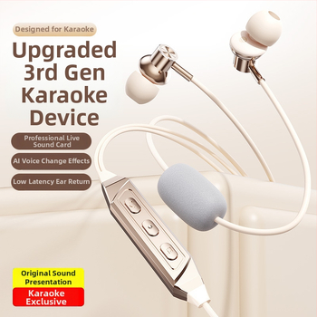 K6 căști in-ear cu fir și card de sunet încorporat pentru karaoke, jocuri, înregistrare și transmisie în direct, Type-C