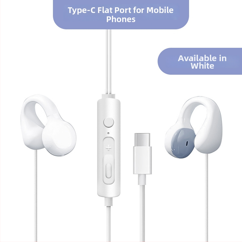 Căști cu fir clip-on, USB-C / 3,5 mm, sunet de înaltă calitate, durabile, design non-in-ear, universale pentru telefoane și calculatoare, cablu prelungit