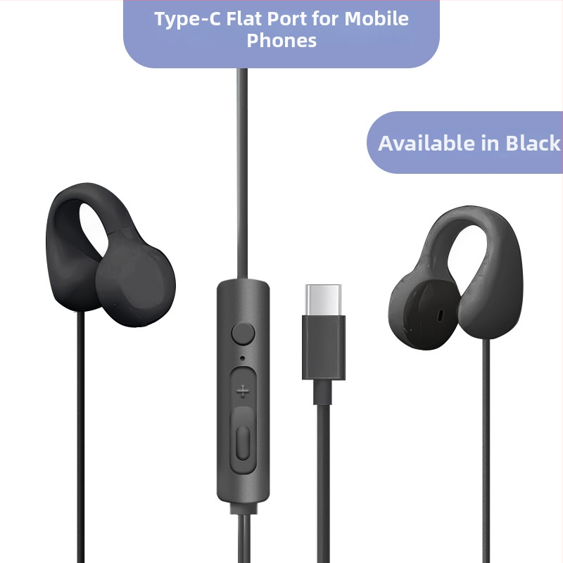 Căști cu fir clip-on, USB-C / 3,5 mm, sunet de înaltă calitate, durabile, design non-in-ear, universale pentru telefoane și calculatoare, cablu prelungit