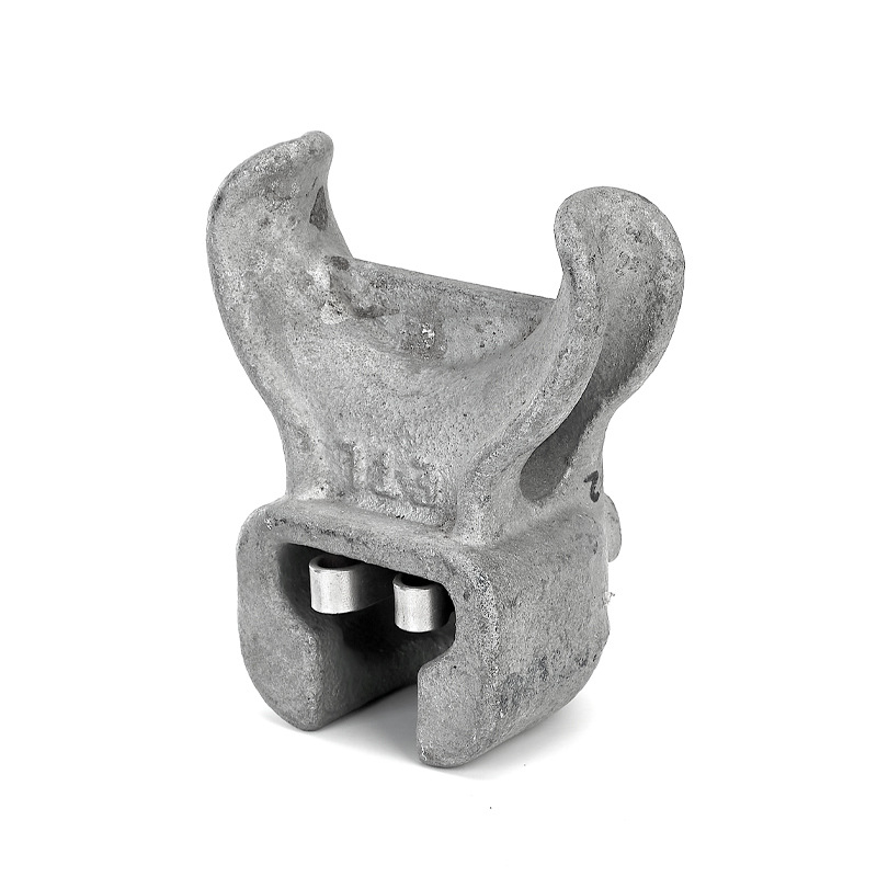 Clemă metalică pentru cablu în formă de corn cu conexiune cap de bol pentru cabluri de înaltă tensiune, accesorii galvanizate la cald, simplu și dublu