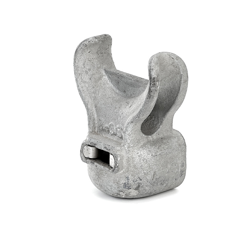 Clemă metalică pentru cablu în formă de corn cu conexiune cap de bol pentru cabluri de înaltă tensiune, accesorii galvanizate la cald, simplu și dublu