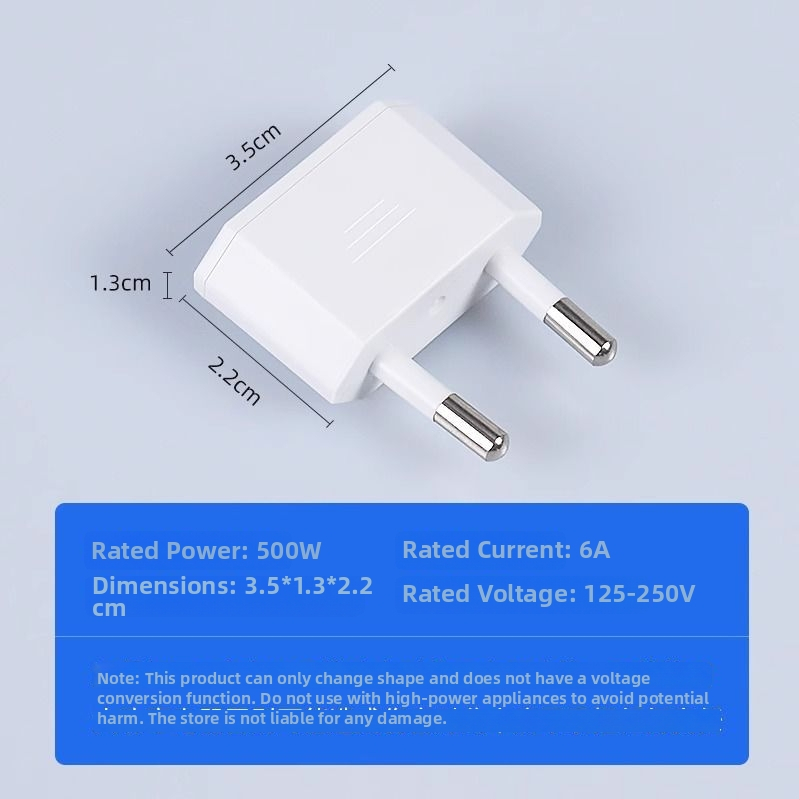 Adaptor priză UE către SUA, 4.0 mm, de la două contacte rotunde la două contacte plate