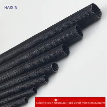 Tub din silicon cu fibră de sticlă negru, 12 mm, rezistent la foc, autoextinguibil, izolație pentru temperaturi înalte