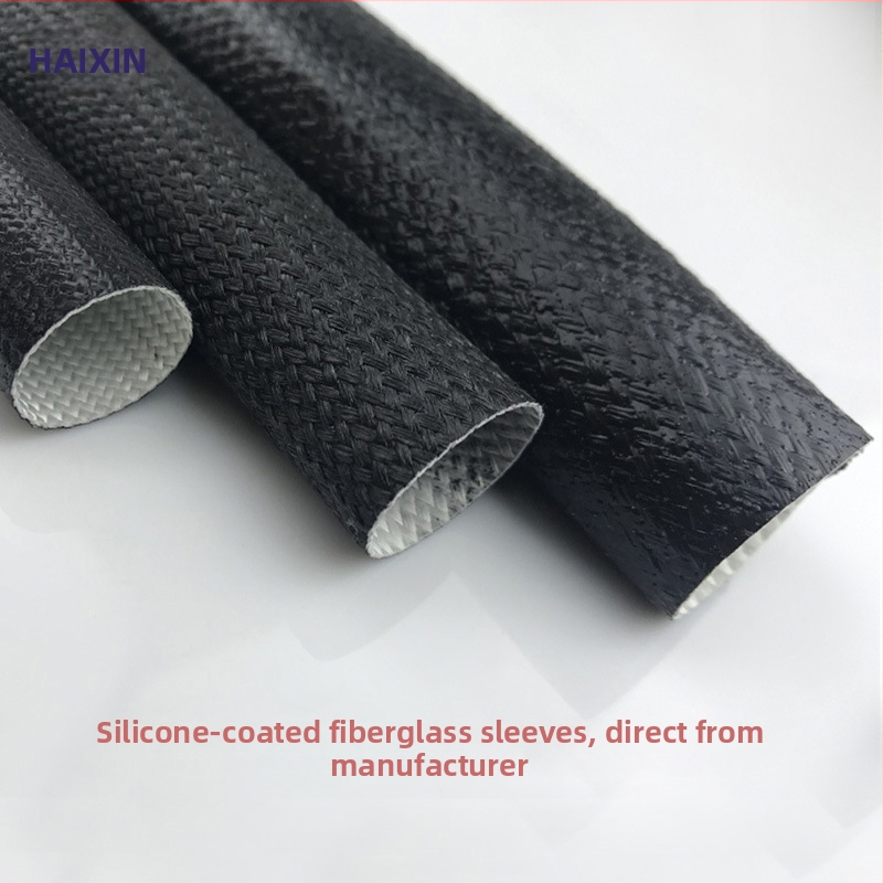Tub din silicon cu fibră de sticlă negru, 12 mm, rezistent la foc, autoextinguibil, izolație pentru temperaturi înalte