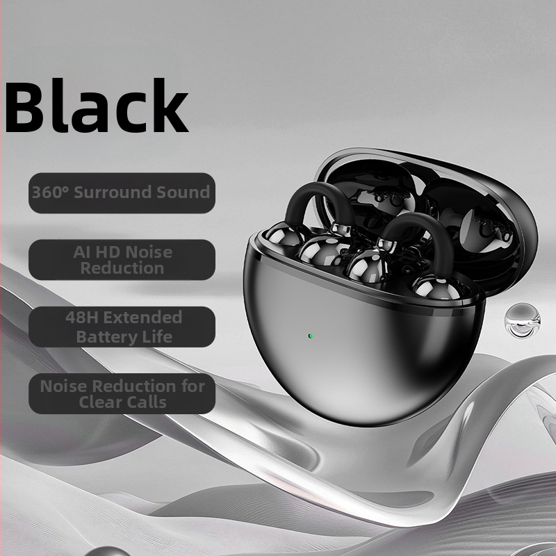 Q70 2025 Căști Bluetooth cu clips pentru urechi, anulare zgomot, pentru sport, durată lungă a bateriei, sunet de înaltă calitate