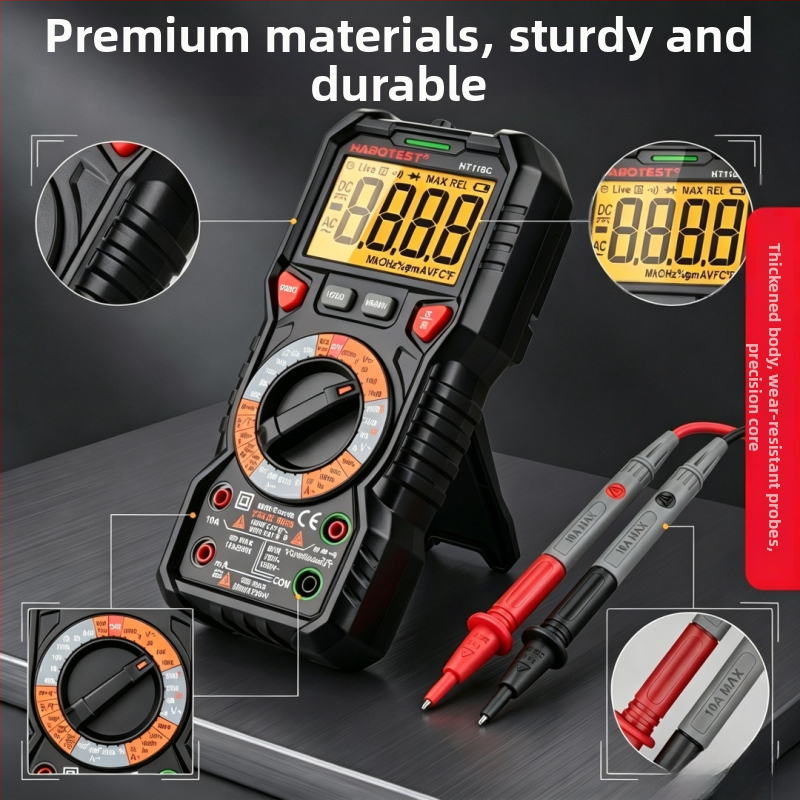 Multimetru Huabo HT118C, 6000 valori, True RMS, iluminare din spate cu două culori, detecție NCV, instrument pentru electricieni cu protecție împotriva arderii