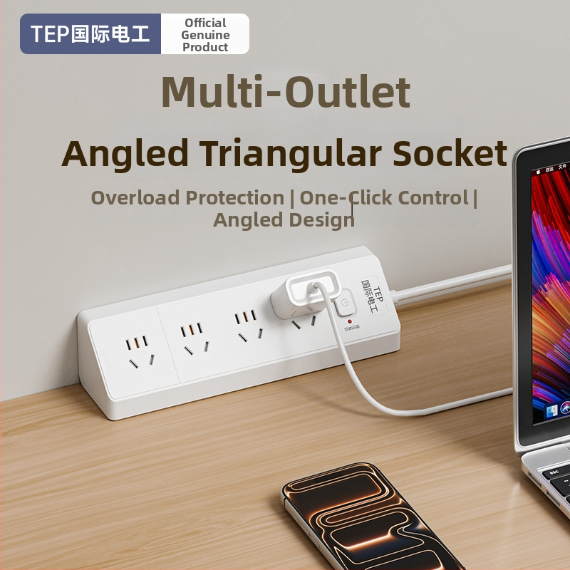 Prelungitor inteligent cu priză triunghiulară înclinată USB, multi-port pentru cămin și casă