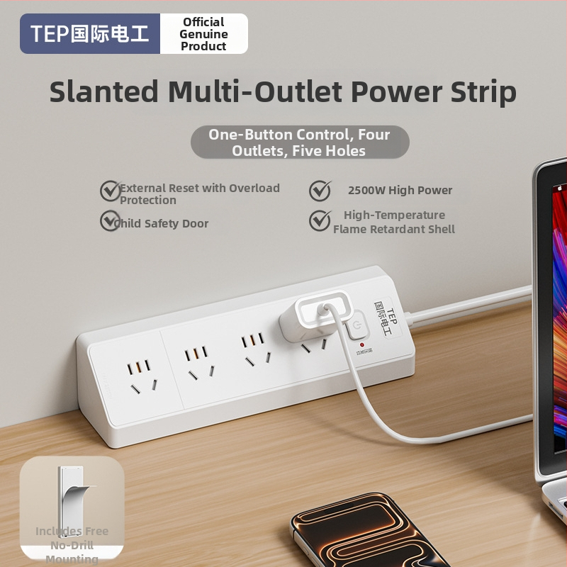 Prelungitor inteligent cu priză triunghiulară înclinată USB, multi-port pentru cămin și casă