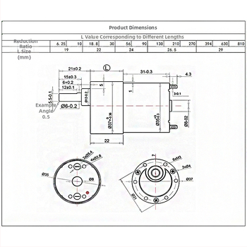37GB-3530 motor DC cu reductor, micro motor cu pinion, 12V/24V, viteză redusă, cuplu mare