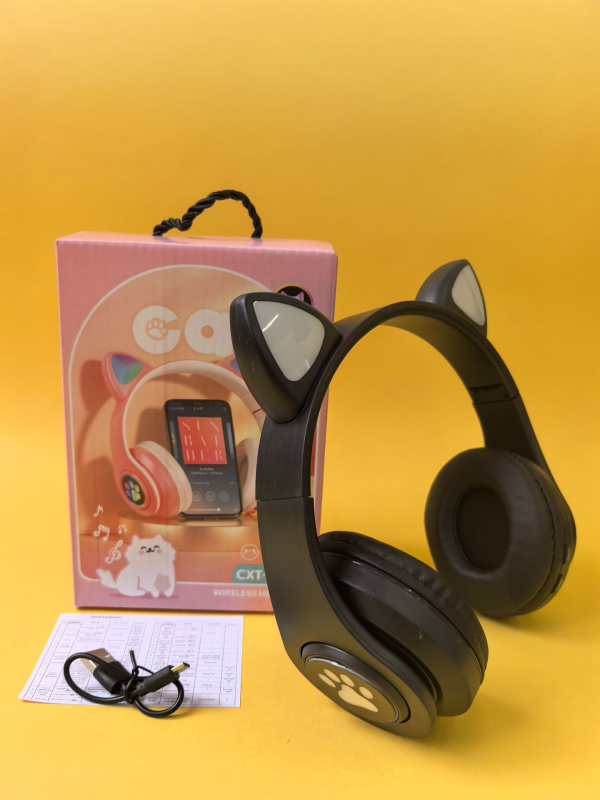 Căști Bluetooth B39M cu urechi de pisică și iluminare, over-ear, fără fir pentru telefoane mobile