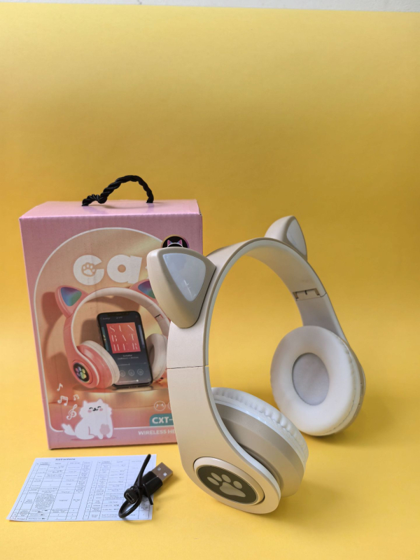 Căști Bluetooth B39M cu urechi de pisică și iluminare, over-ear, fără fir pentru telefoane mobile