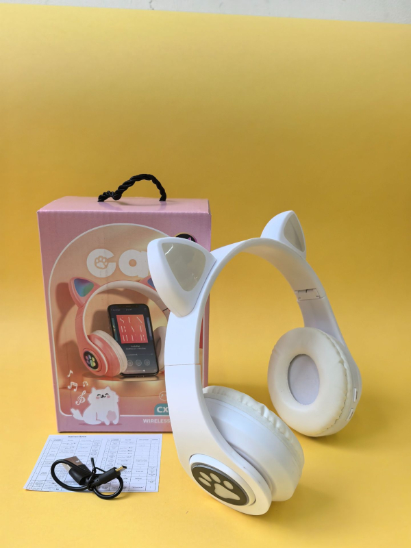 Căști Bluetooth B39M cu urechi de pisică și iluminare, over-ear, fără fir pentru telefoane mobile