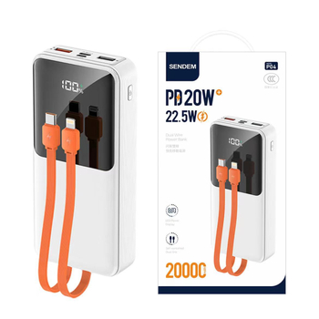 Baterie externă cu cablu încorporat, încărcare rapidă 22,5W, capacitate mare 10000/20000mAh