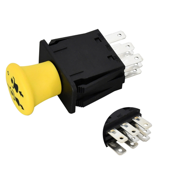 Comutator pentru mașină de tuns iarba cu cap de ciupercă, PTO, industrial, galben, 5-Pin 6-Pin 7-Pin 8-Pin, roșu/negru