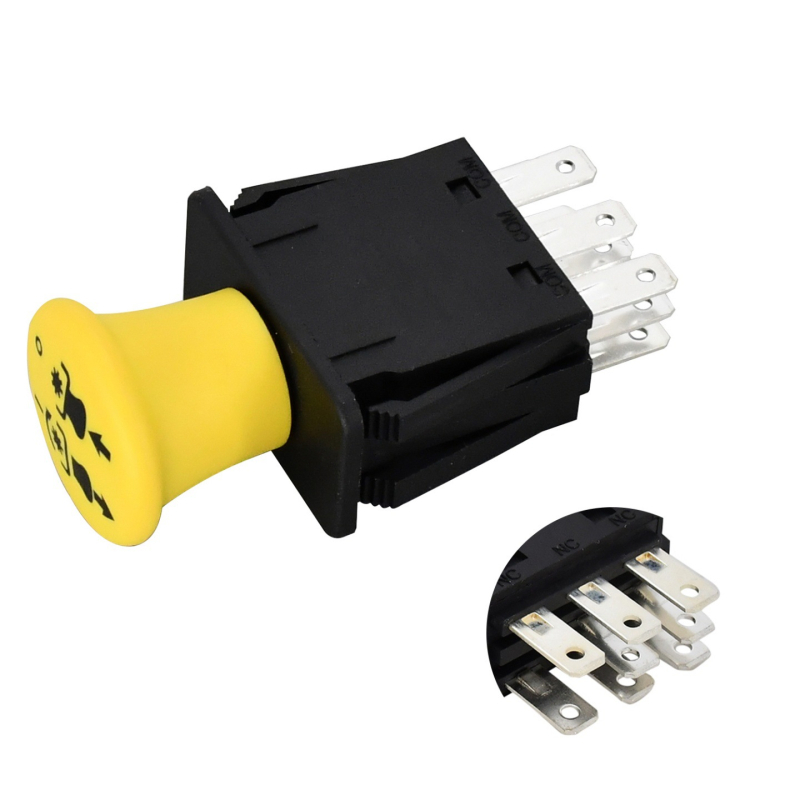 Comutator pentru mașină de tuns iarba cu cap de ciupercă, PTO, industrial, galben, 5-Pin 6-Pin 7-Pin 8-Pin, roșu/negru