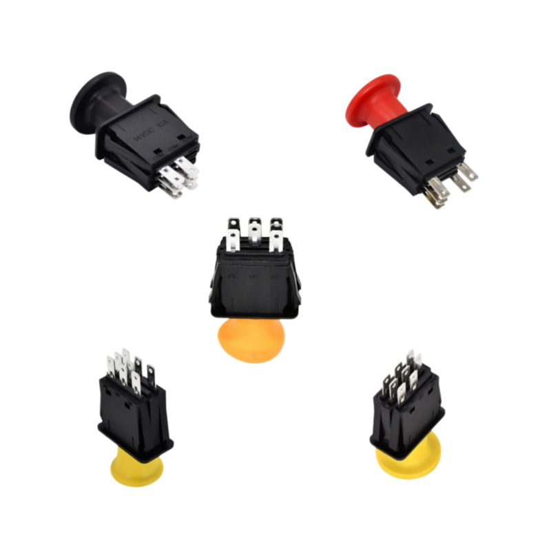 Comutator pentru mașină de tuns iarba cu cap de ciupercă, PTO, industrial, galben, 5-Pin 6-Pin 7-Pin 8-Pin, roșu/negru