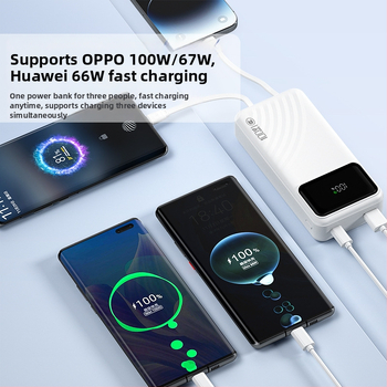 Power bank certificat 3C pentru încărcare rapidă, capacitate mare, cablu încorporat, afișaj digital inteligent, încărcare rapidă PD, 20000mAh