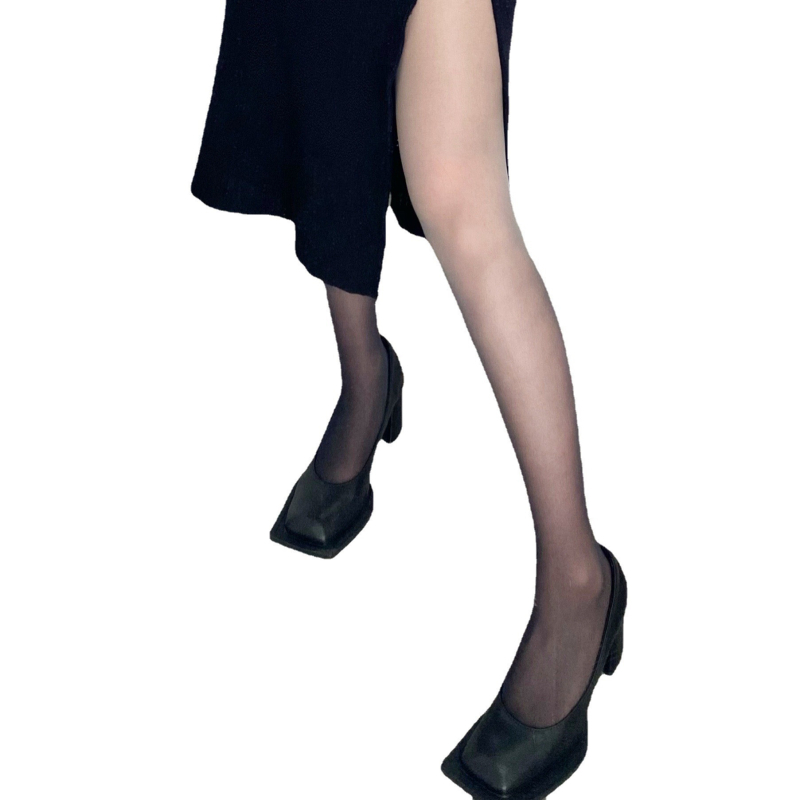 Bodystocking transparent în degradé, în stil Lolita, negru