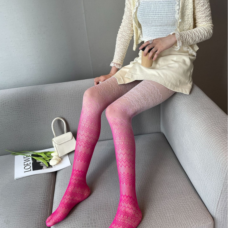 Dopamine Style Colanți din nailon cu gradient, ultra-subțiri, culoare în gradient, subțiază vizual picioarele, aspect de picioare goale
