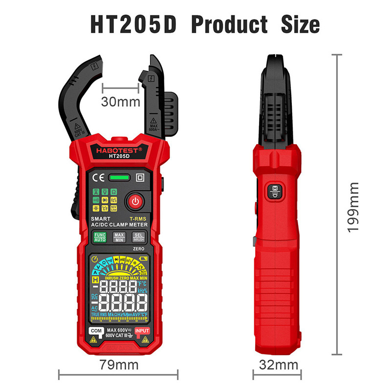 Habotest HT205A/D clește ampermetric pentru electricieni, multimetru digital de înaltă precizie cu RMS adevărat
