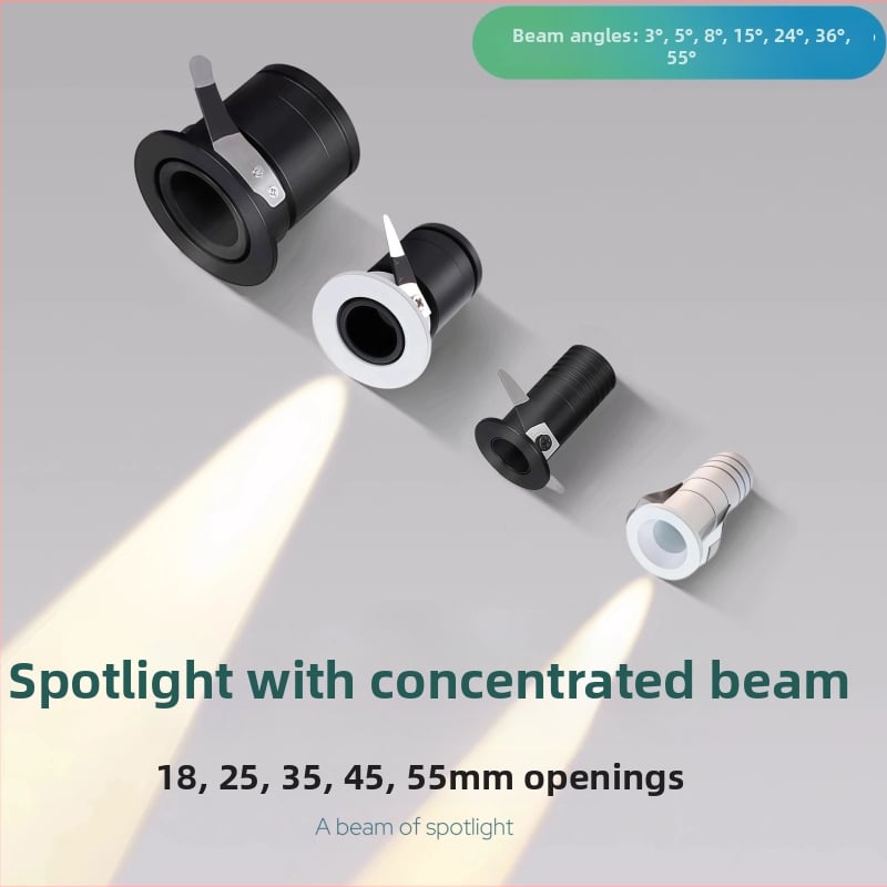 Spot LED încastrat mic, anti-strălucire, lumină COB bullseye, efect cer înstelat, fără lumină principală