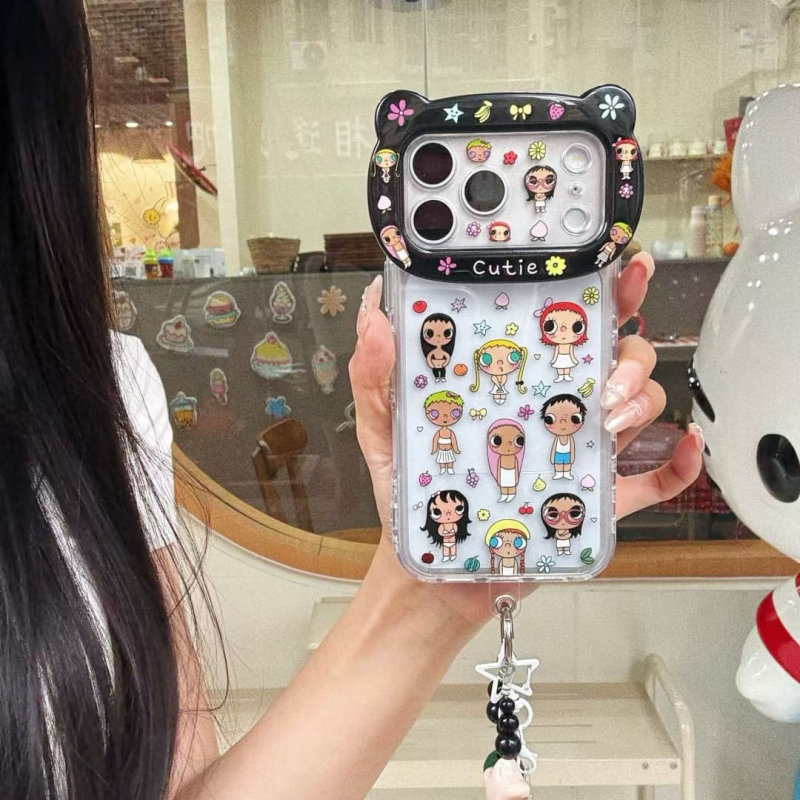Husă iPhone Xiaoyu drăguță, desen animat, pentru iPhone 14–17 Pro și Pro Max, acrilic, protecție anti-cădere