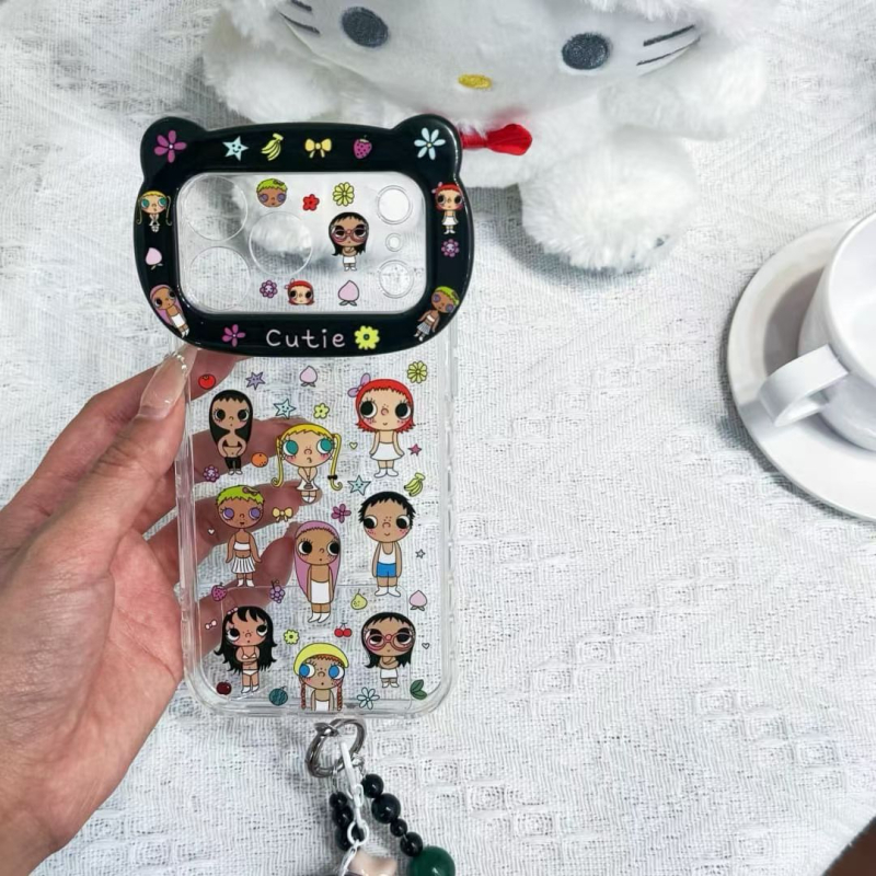 Husă iPhone Xiaoyu drăguță, desen animat, pentru iPhone 14–17 Pro și Pro Max, acrilic, protecție anti-cădere