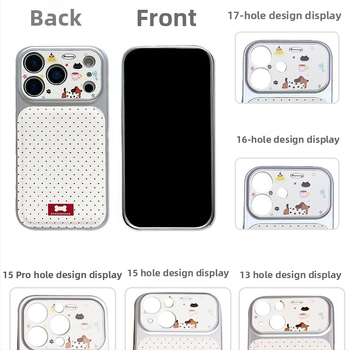 Kaia stil coreean minimalist, husă pentru iPhone 17 Pro Max cu buline roșii și un dachshund desenat