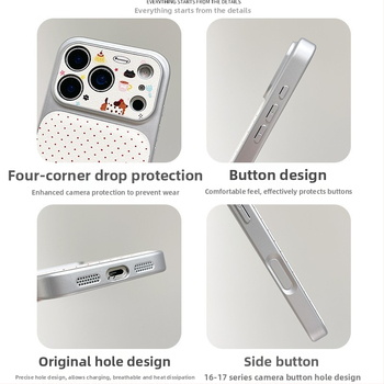 Kaia stil coreean minimalist, husă pentru iPhone 17 Pro Max cu buline roșii și un dachshund desenat
