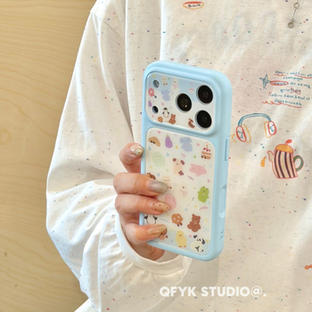QFYK Carcasă albastră în stil Instagram cu desene animate pentru iPhone 17 Pro Max și iPhone 16 Pro Max