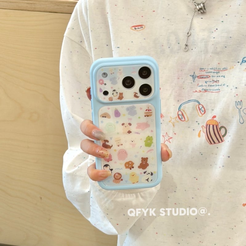 QFYK Carcasă albastră în stil Instagram cu desene animate pentru iPhone 17 Pro Max și iPhone 16 Pro Max