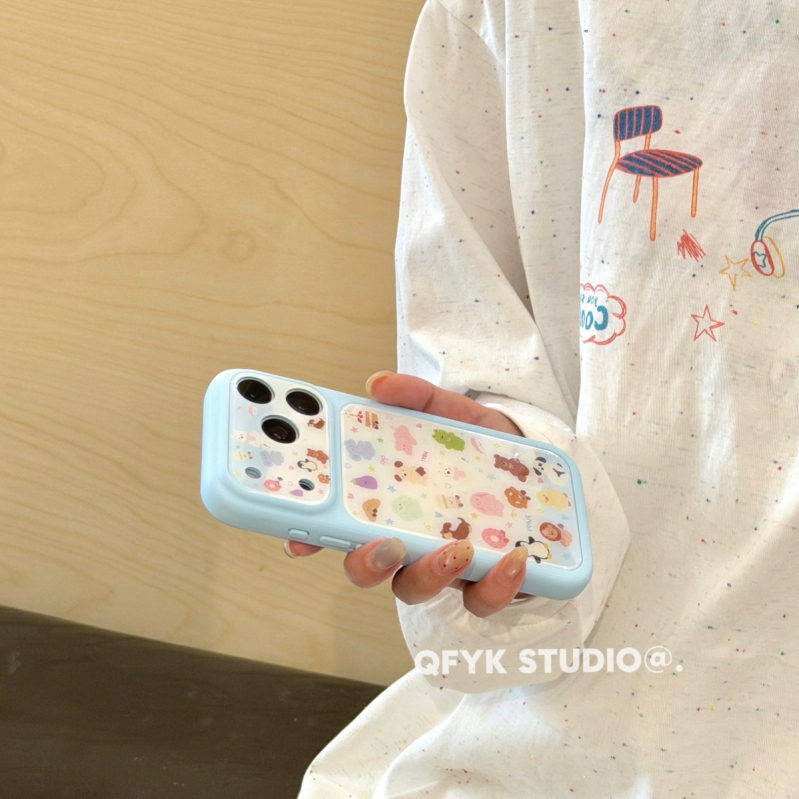 QFYK Carcasă albastră în stil Instagram cu desene animate pentru iPhone 17 Pro Max și iPhone 16 Pro Max