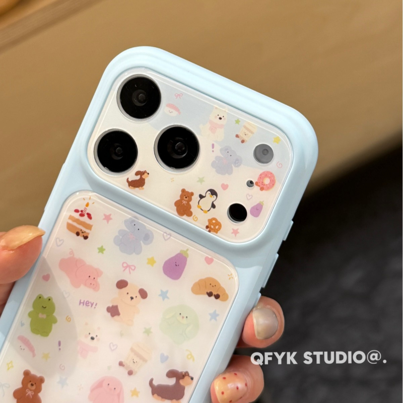 QFYK Carcasă albastră în stil Instagram cu desene animate pentru iPhone 17 Pro Max și iPhone 16 Pro Max