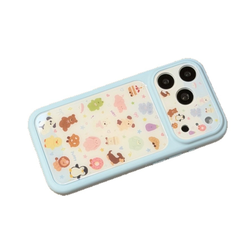 QFYK Carcasă albastră în stil Instagram cu desene animate pentru iPhone 17 Pro Max și iPhone 16 Pro Max