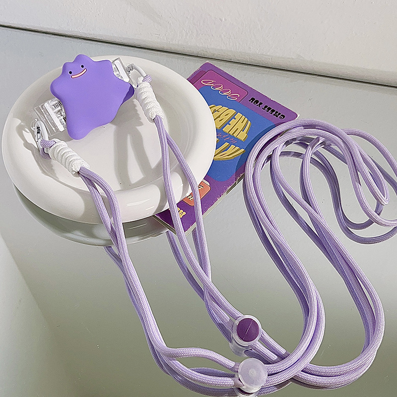 Carcasă pentru telefon Ditto mov, cu clip pe spate, șnur lung pentru gât și bretea crossbody din sfoară împletită, durabilă