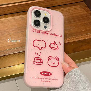 Husă de protecție pentru iPhone 15 Pro Max, în stil coreean, cu graffiti roz și efect de stropi de cerneală